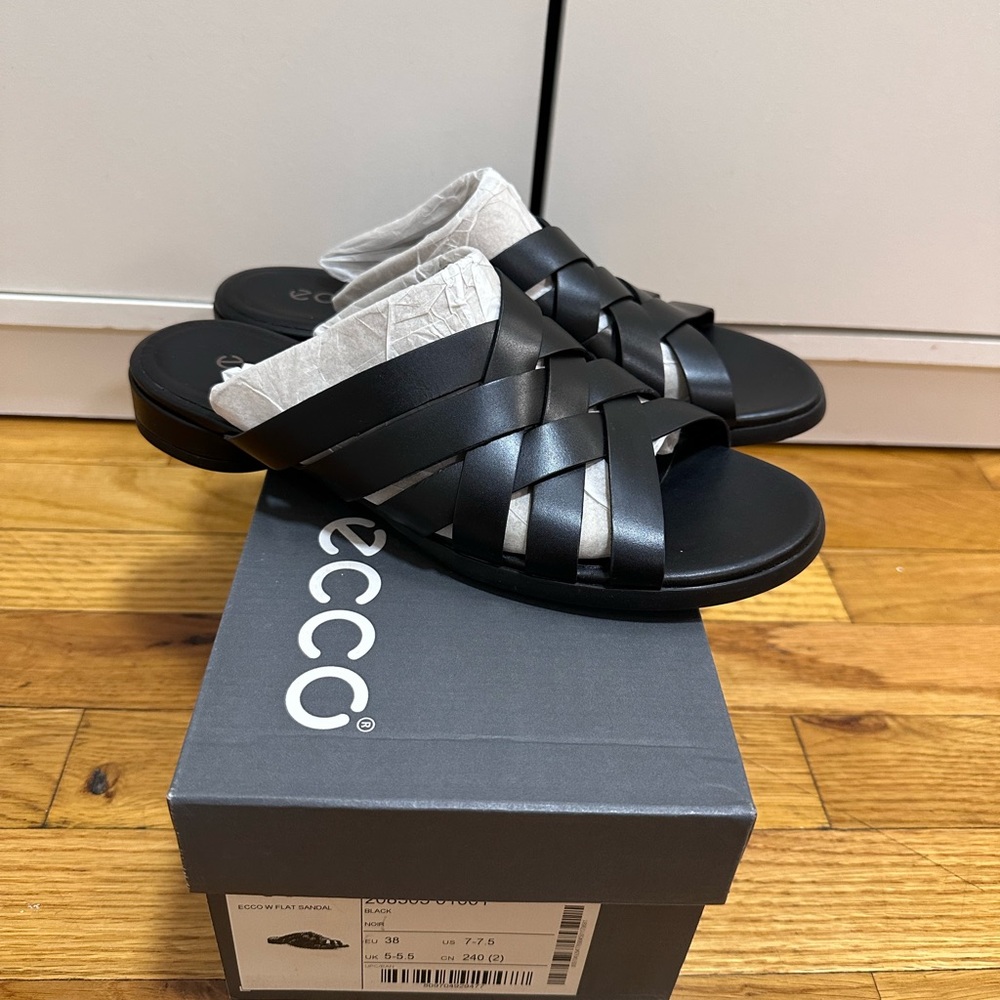 NWT Ecco Black Women’s Leather Sandal